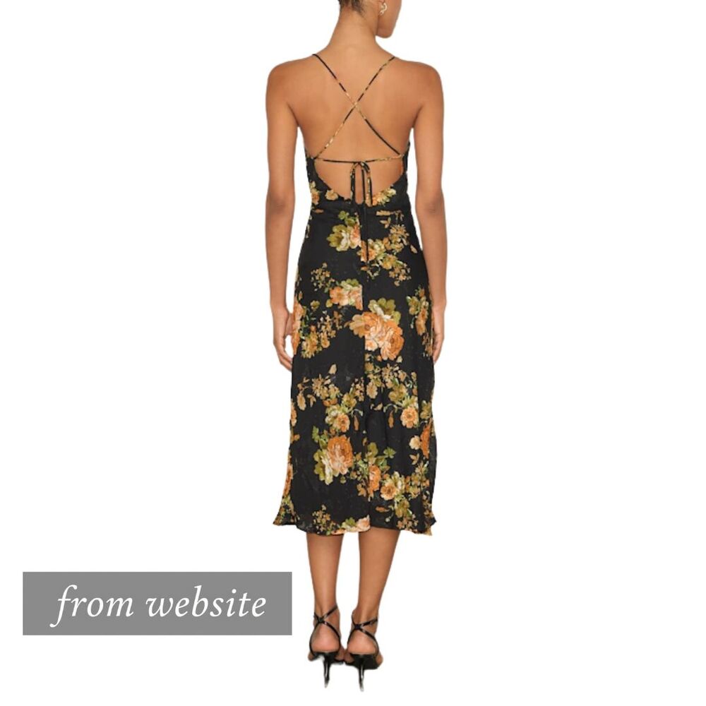 NWT Lulus Dress Black Floral Petal Prowess Lace-Up Slip Fairycore Whimsigoth S - Picture 8 of 10